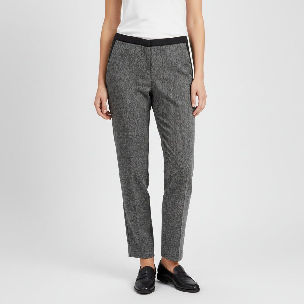 H&M Pants Womens Size 8 Grey Pencil Tweed Trim